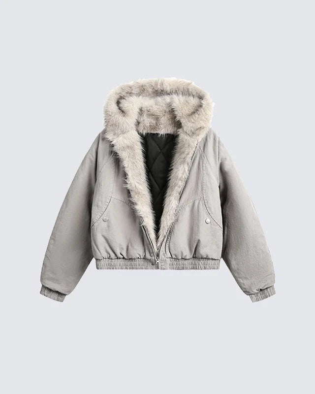 Camouflage Cargo Pants with Fur-Collar Jacket