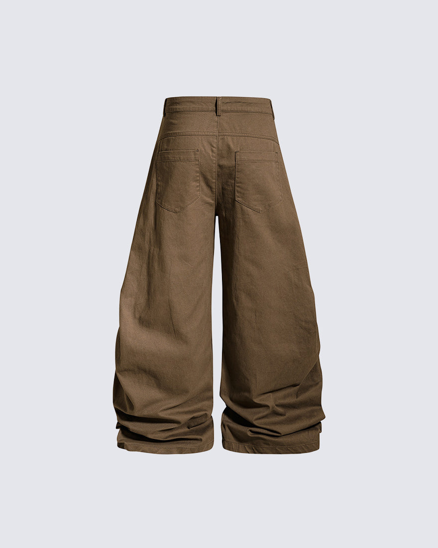 GRYFT Gothic Buckle Draped Wide Leg Pants
