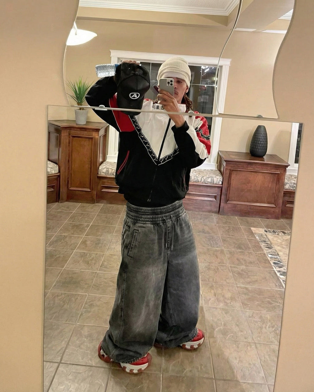 GRYFT-Double-Ended Washed Loose-Fit SweatPants