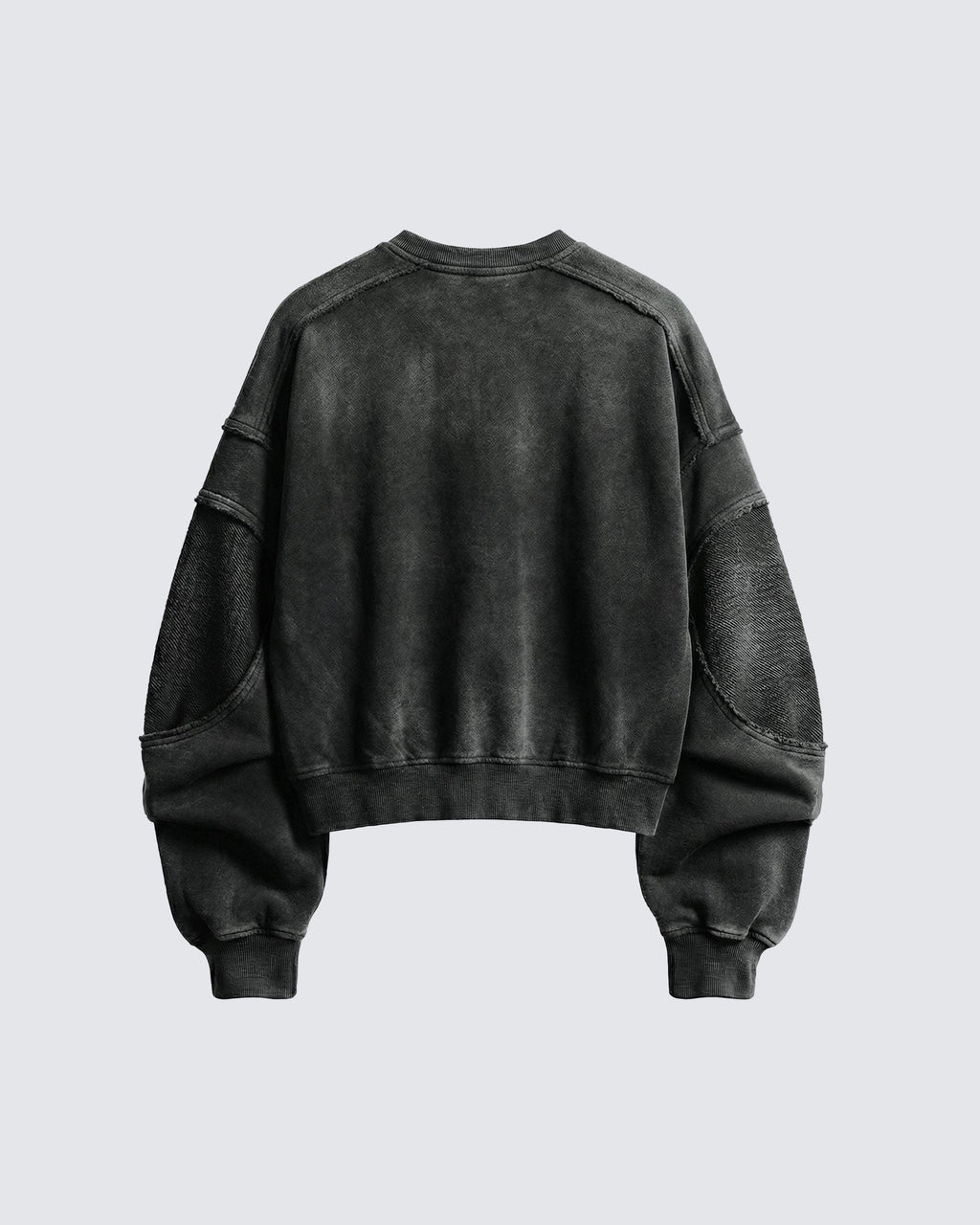 LOW SATURATION-Washed Zip Detail Cropped Sweatshirt