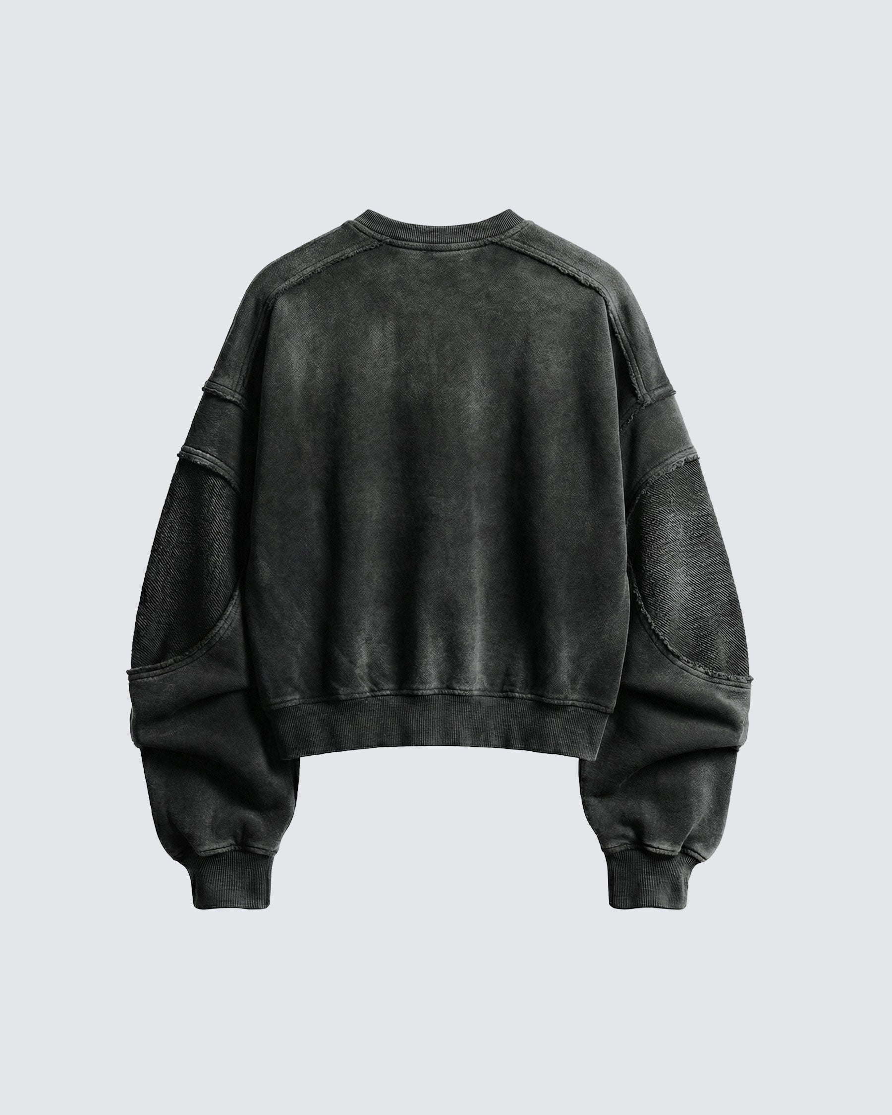 LOW SATURATION-Washed Zip Detail Cropped Sweatshirt