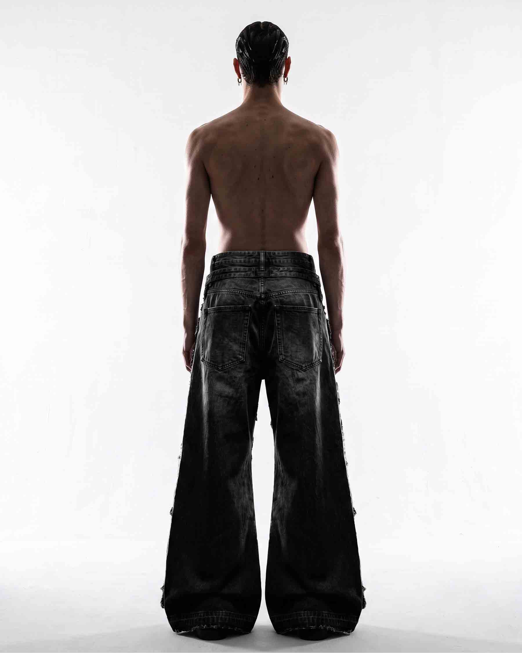 GRYFT RED RUST Series | Distressed Wide Leg Jeans