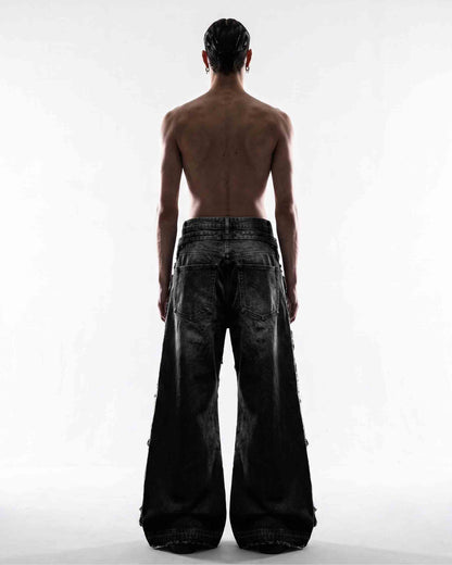 GRYFT RED RUST Series | Distressed Wide Leg Jeans