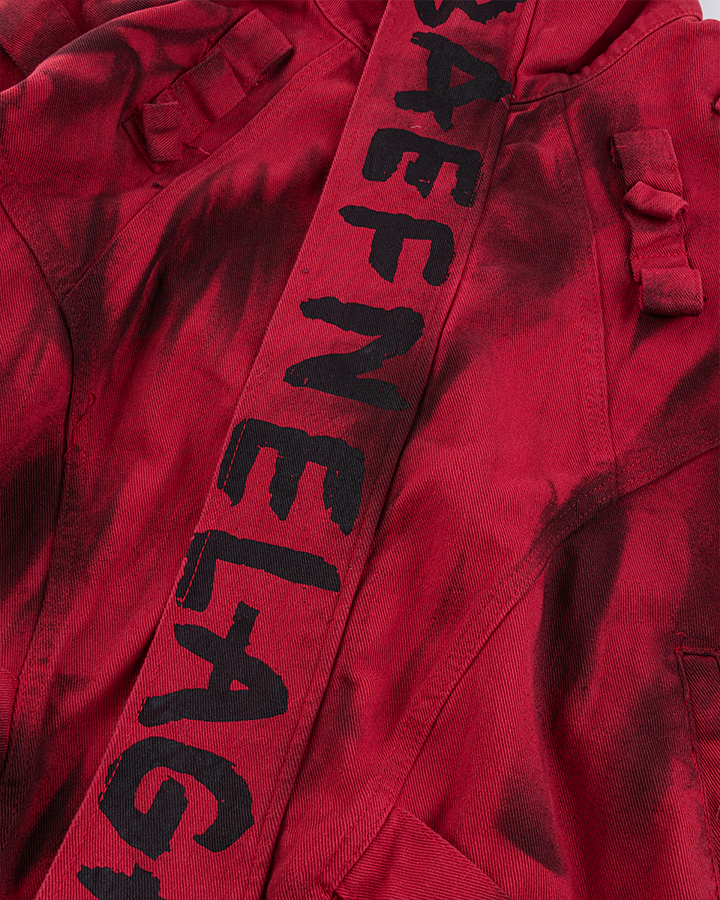 Graffiti Print Oversized Red Jacket