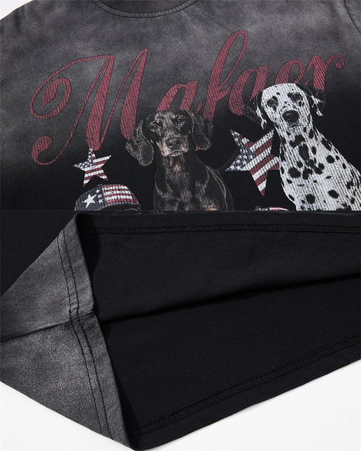 GRYFT Vintage Washed Dog Graphic Long-Sleeve T-Shirt