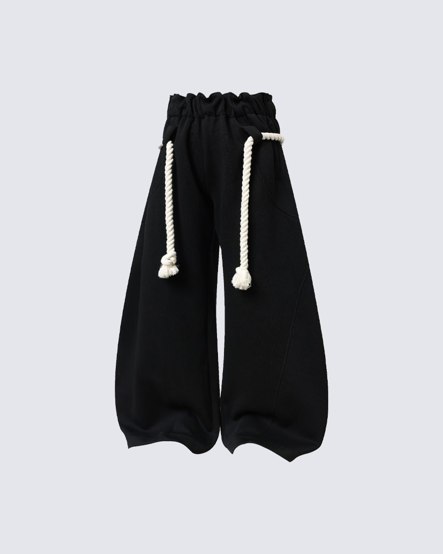 New Casual Relaxed Curved Wide-Leg Pants