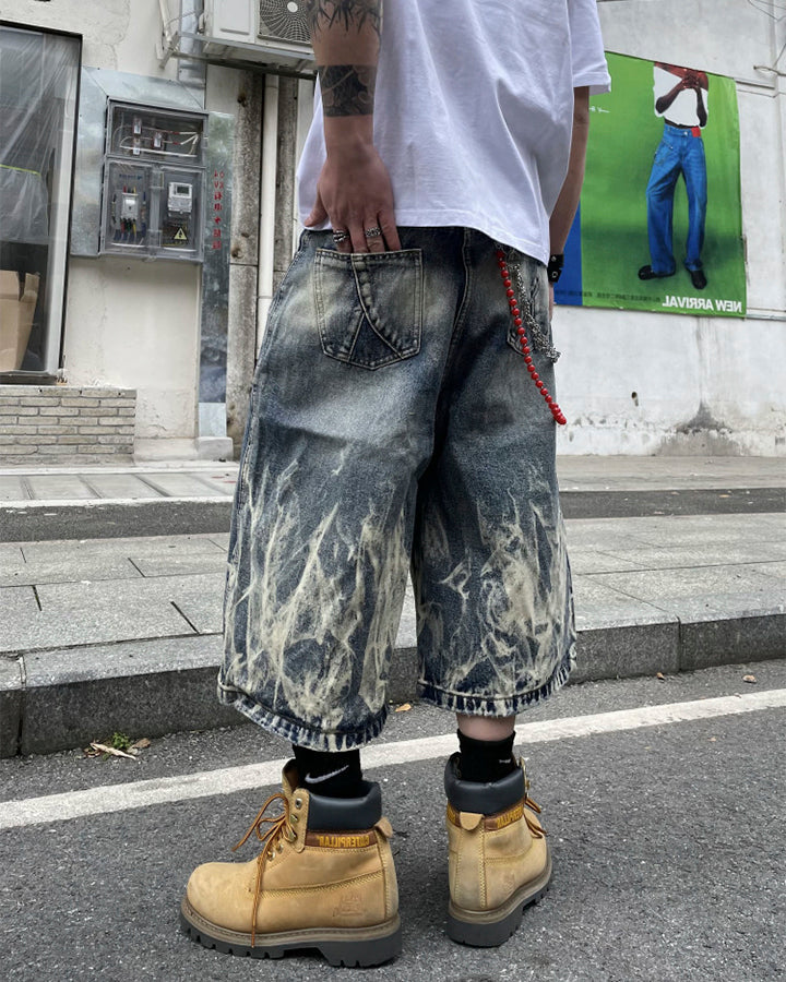 American New Flame Wash Seven-Length Shorts