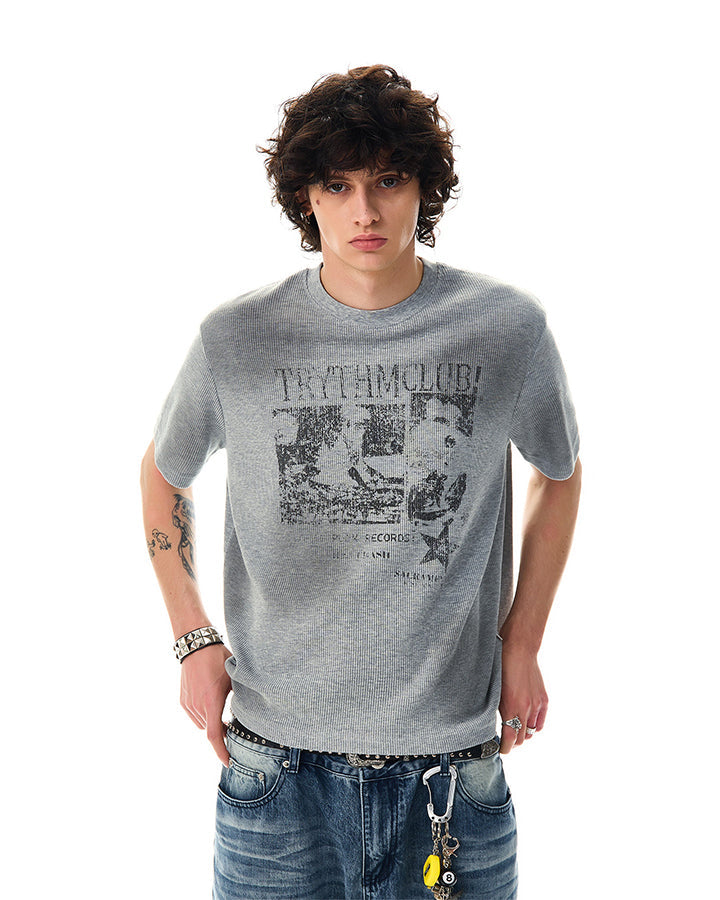Waffle New Texture Vintage Washed Short T-Shirt