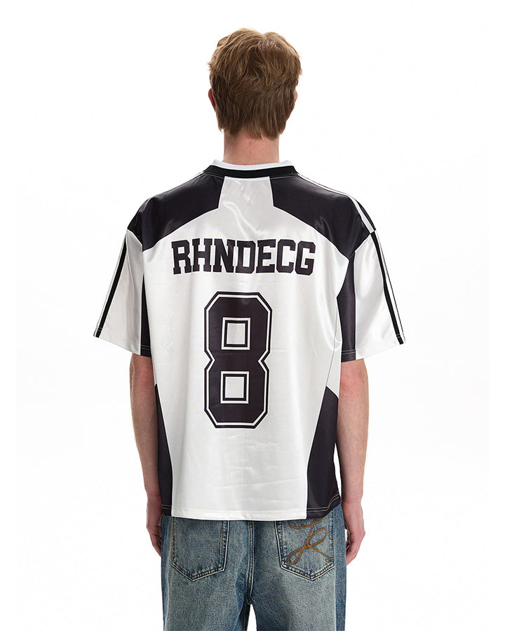 Black White Varsity Number Soccer Jersey Tee