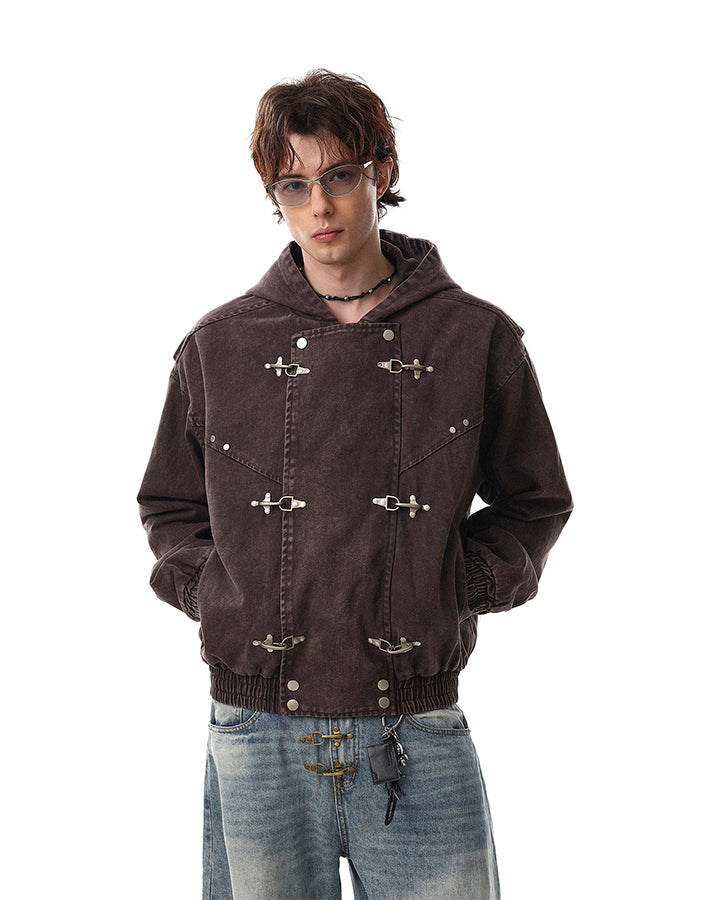 New Arrival Hooded Buckle Denim Jacket