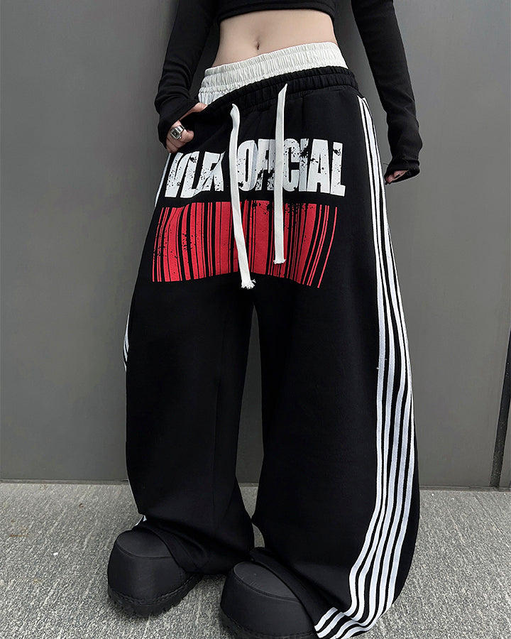 Double Waist Washed Side Stripe Sweatpants
