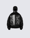 Punk Graphic Distressed Knit Hoodie