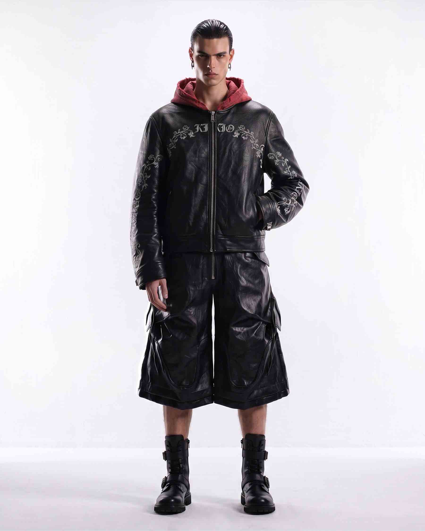 GRYFT RED RUST Series | Vintage Leather Hooded Bomber Jacket