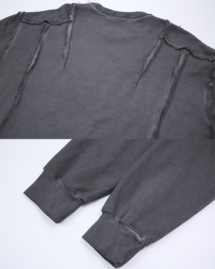 GRYFT Grunge Washed Patchwork Sweater