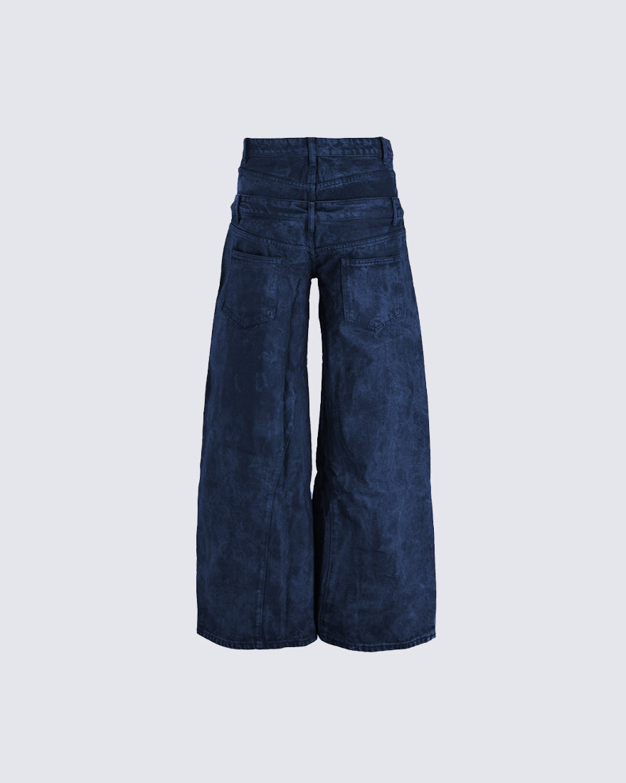 New Red Acid Wash Gothic Wide Leg Jeans