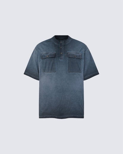 Utility Vintage Washed Double Pocket Henley Tee
