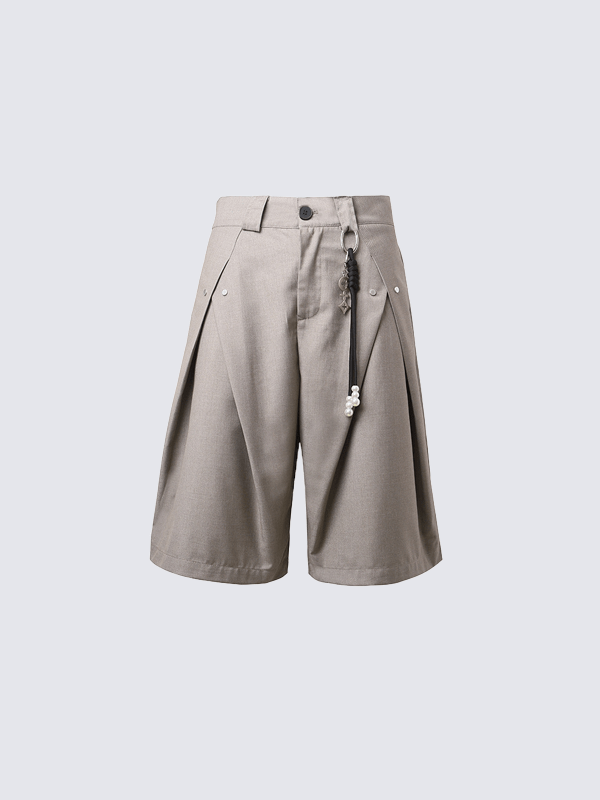 Inspired Pleated Wide-Leg Shorts