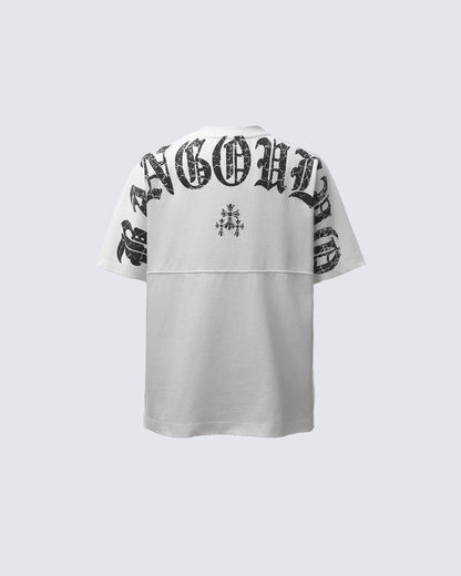 GRYFT Retro Distressed Gothic Letter Graphic T-Shirt