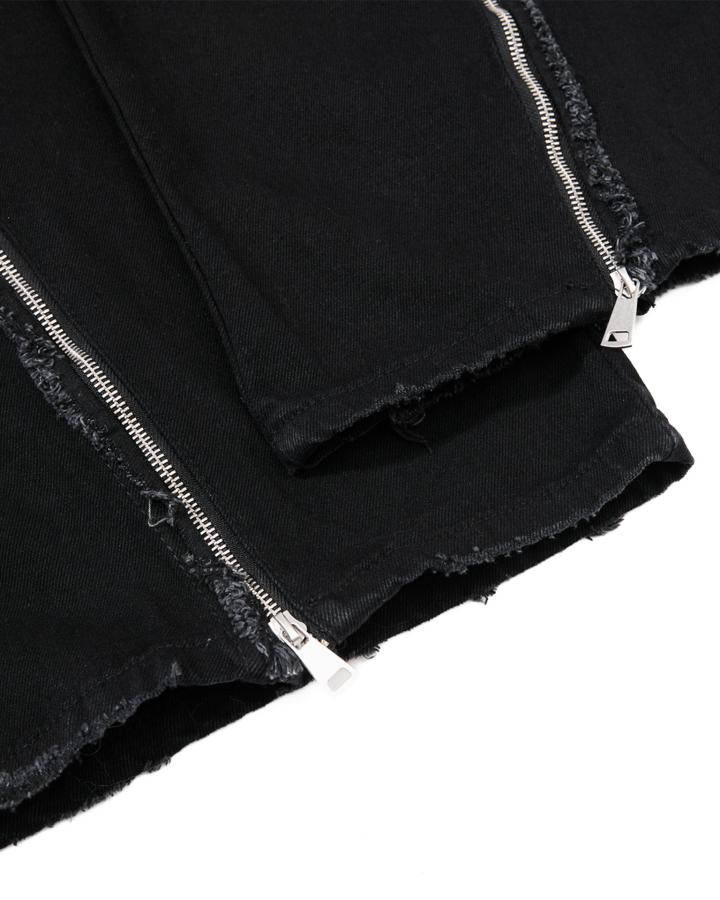 GRYFT American Streetwear Frayed Fringe Panel Jeans