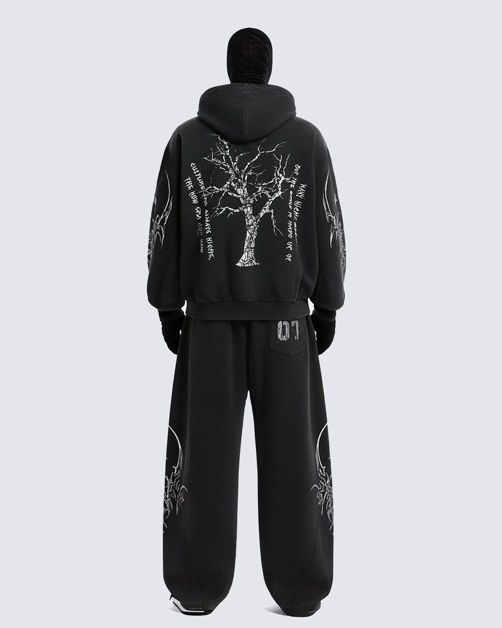 Gothic Print Loose Sports Casual Tracksuit
