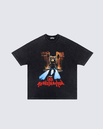 Dropout Bear Print Vintage Short Sleeve T-shirt
