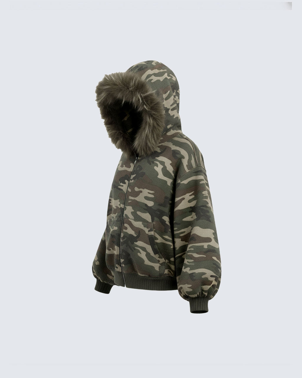 Camouflage Fur Collar Cotton Jacket