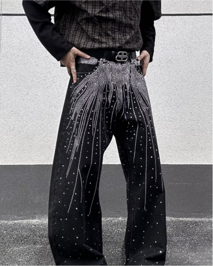 American Retro Street Style Shiny And Versatile Trousers