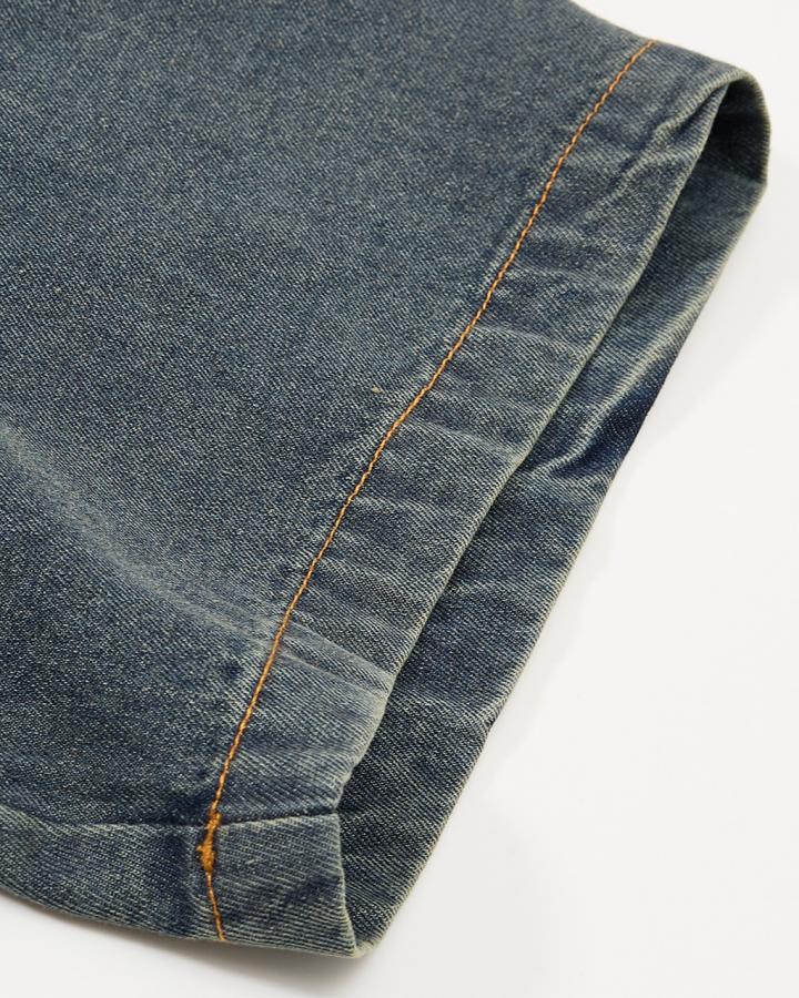 Vintage Distressed Denim Short-Sleeved Shirt