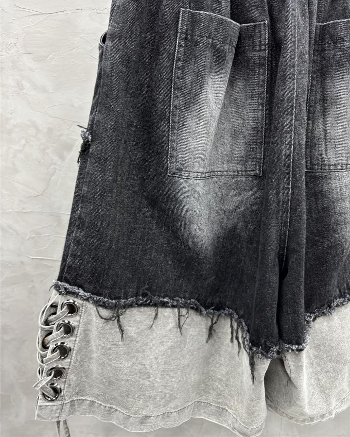 GRYFT High-Street Wasteland-Style Hip-Hop Color-Block Cropped Pants
