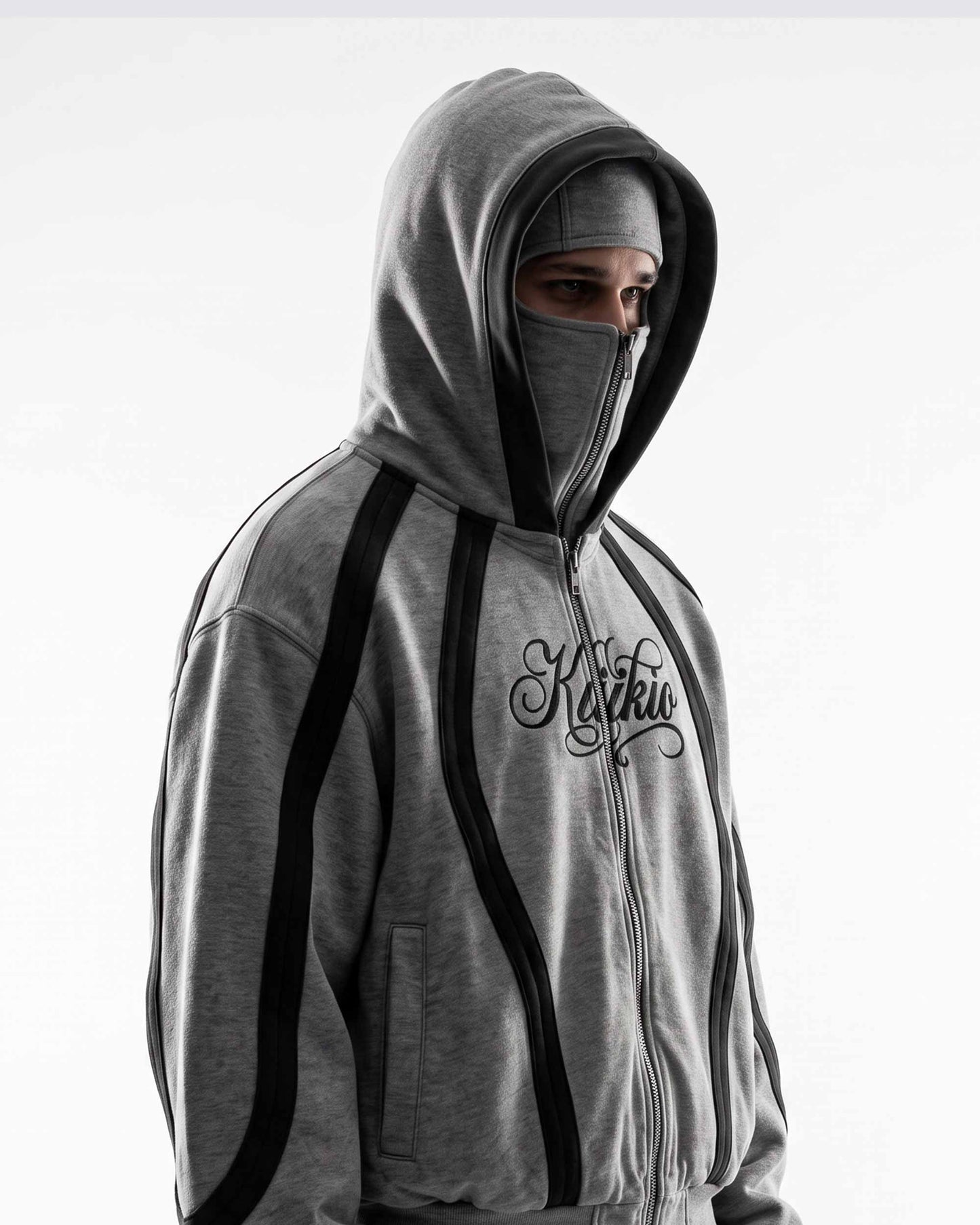 GRYFT SYMBIOTE Masked Curved-Panel Zip-Up Hoodie