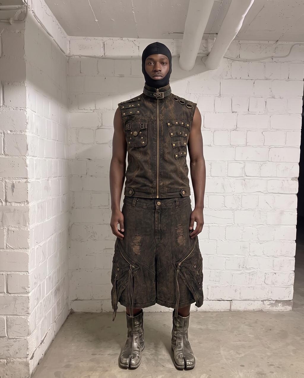 GRYFT Retro-Style Distressed Metal-Rivet Versatile Vest