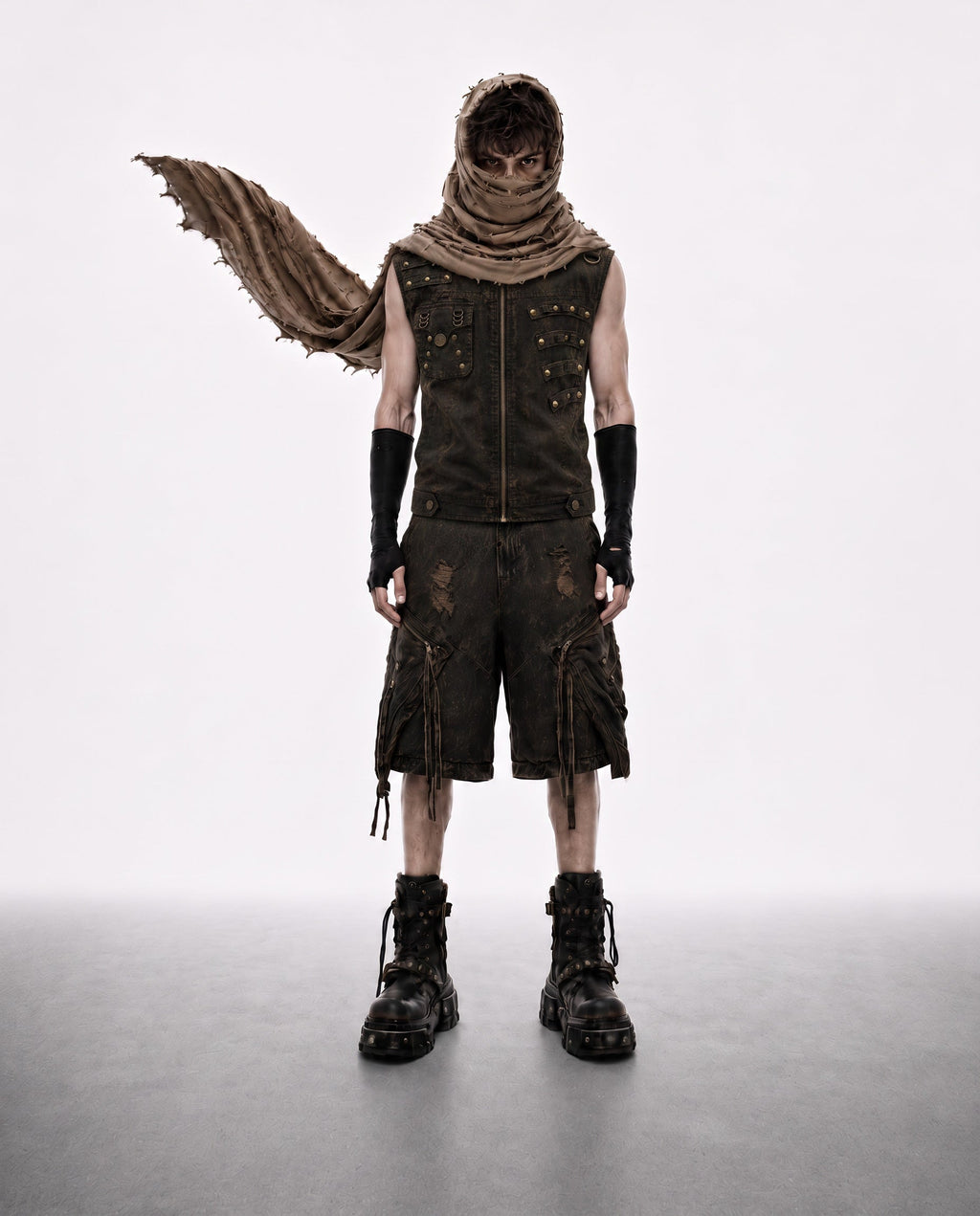 GRYFT Retro-Style Distressed Metal-Rivet Versatile Vest