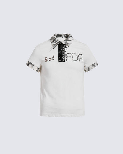 American Retro Leopard Print Metallic Stud Letter T-Shirt