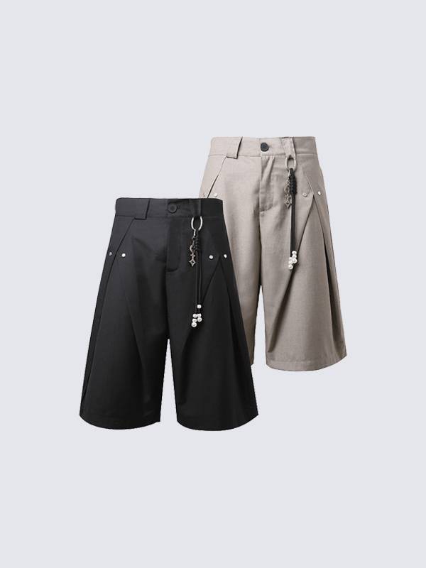 Inspired Pleated Wide-Leg Shorts