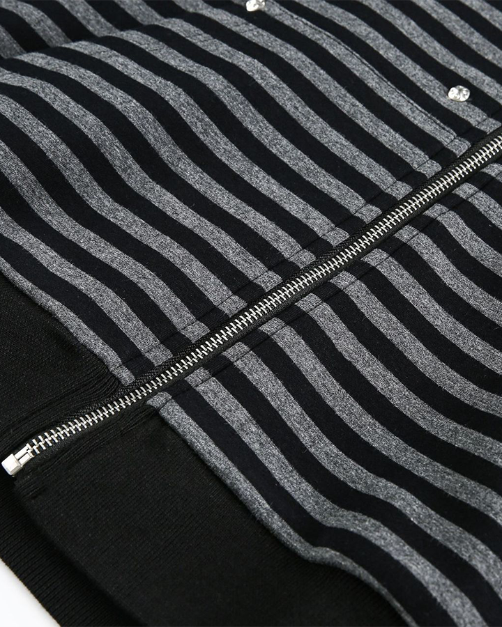 Striped Faux Fur Hooded Jacket