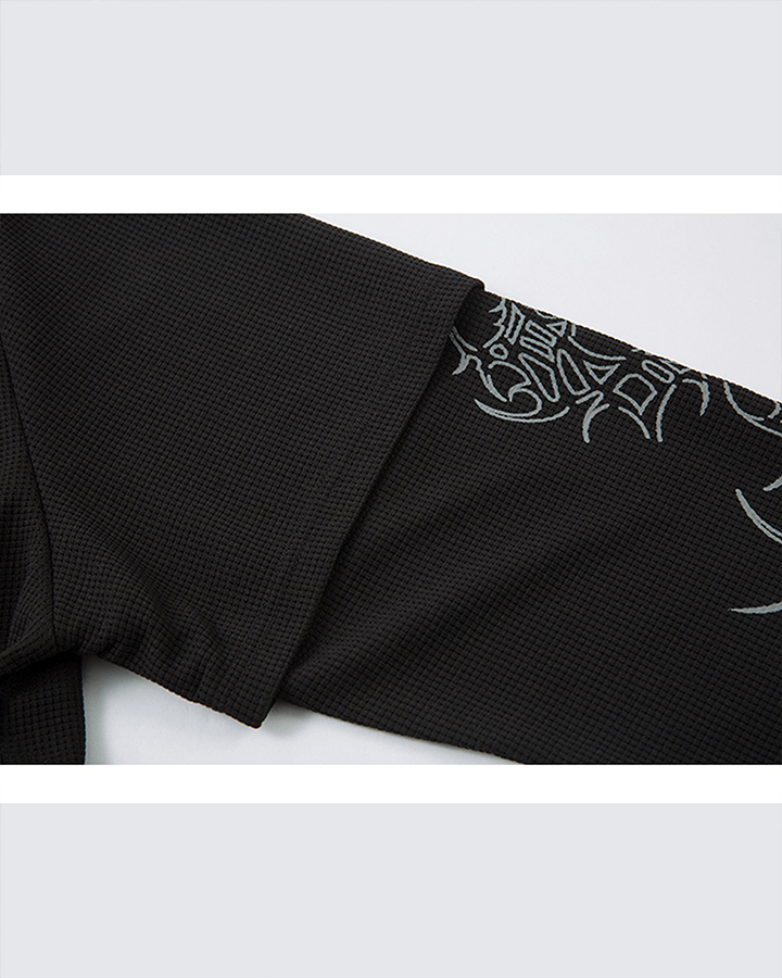 Gothic Double Sleeve Polo with Barbed Quote Print