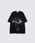 Gothic Chain Print Oversized Black T-Shirt
