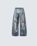 Heavy Stitch Patchwork Wide-Leg Jeans