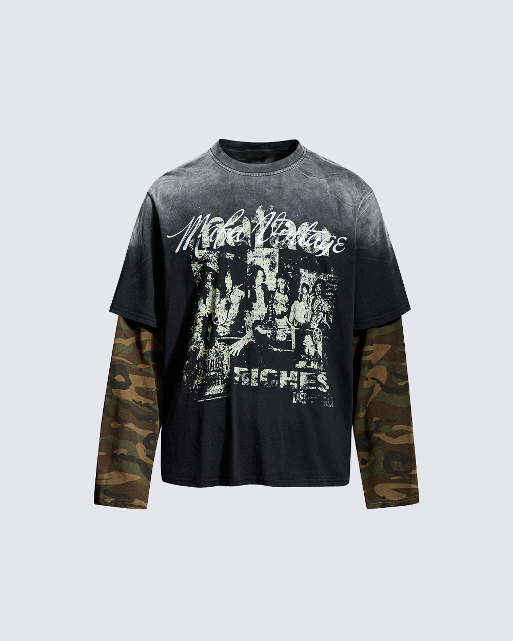 GRYFT Distressed Camo Layered Graphic T-Shirt