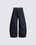 Dark Blade Pants - Wide-Leg Curved Denim