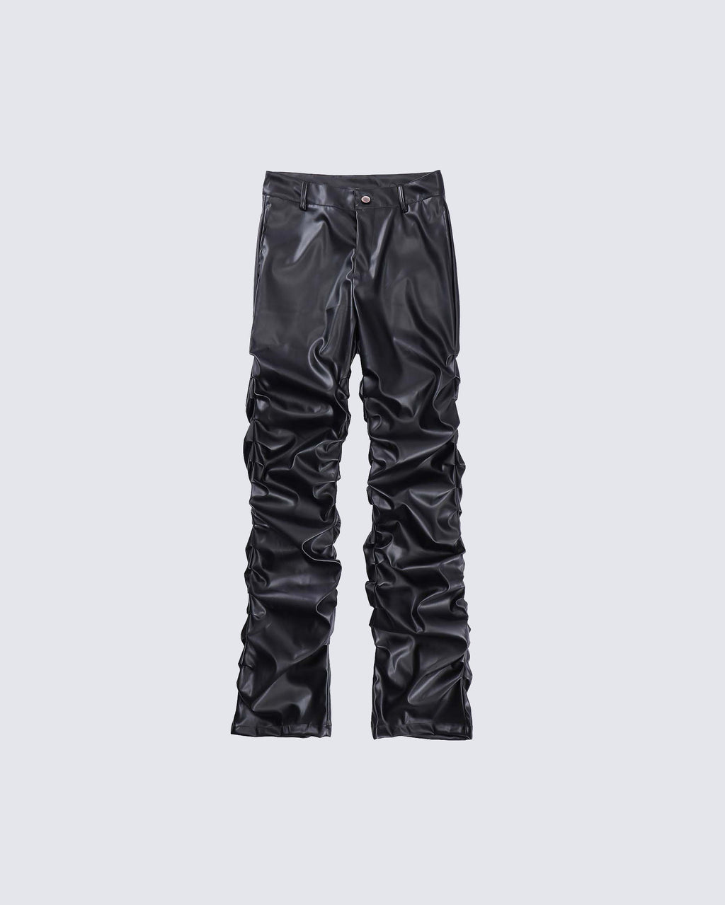Pleated Pu Jeans