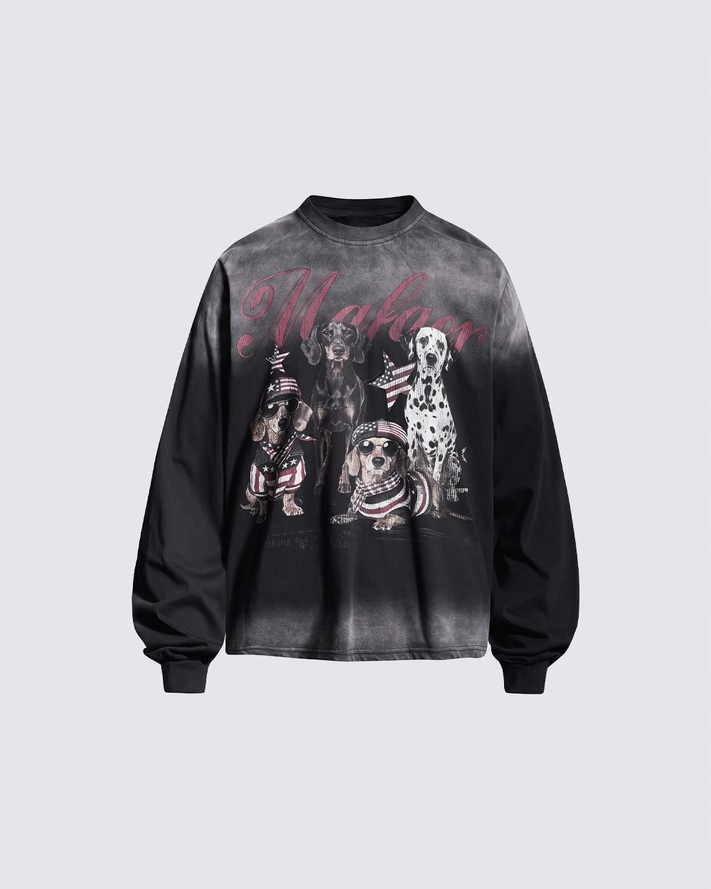 GRYFT Vintage Washed Dog Graphic Long-Sleeve T-Shirt