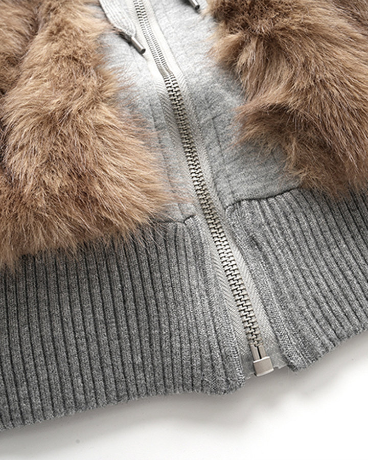 Faux Fur Layered Hooded Jacket