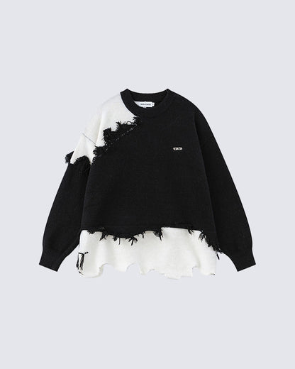 Lazy Irregular Tassel Sweater