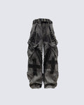Paint-Splattered Distressed Wide-Leg Jeans