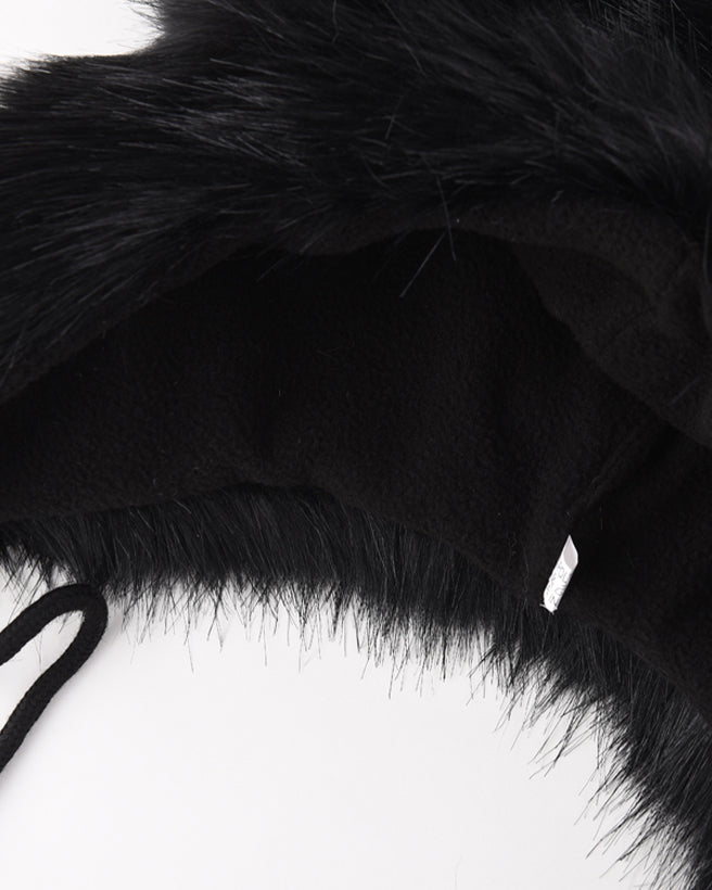 Black Horn Faux Fur Trapper Hat