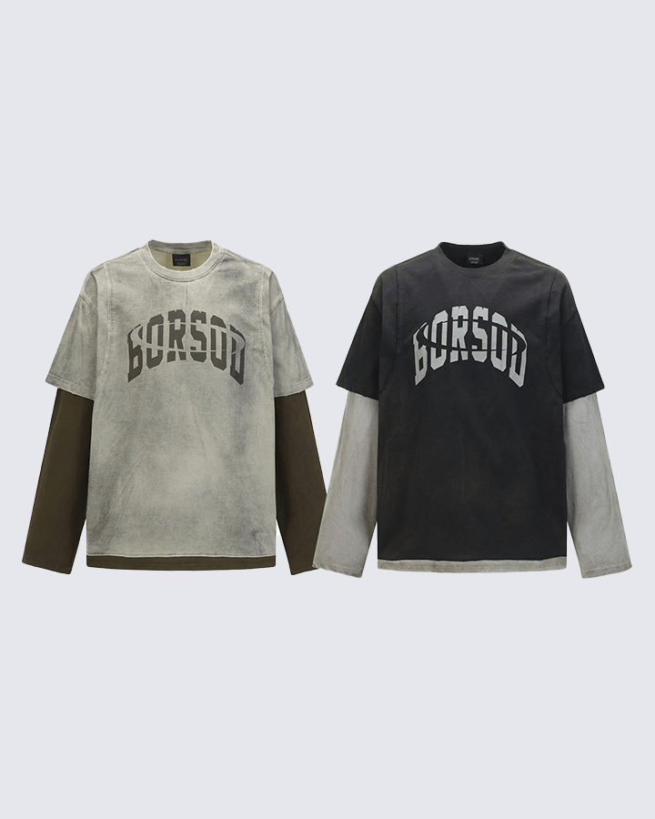 Layered Look Washed Long Sleeve Tee