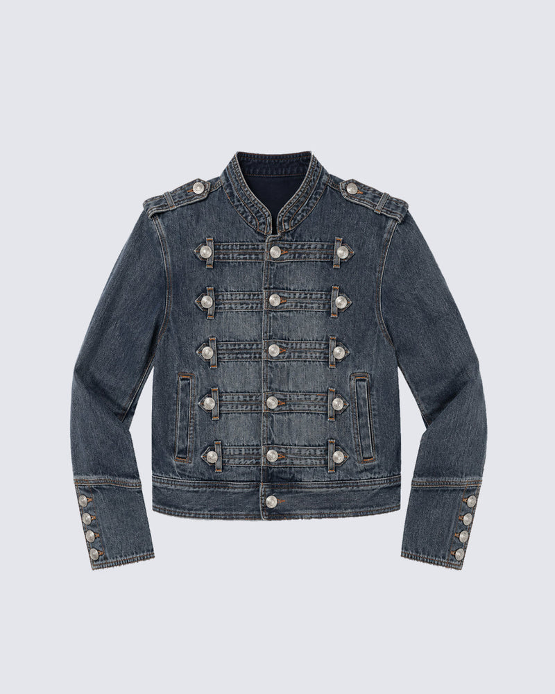 GRYFT Vintage-Wash Denim Button-Up Jacket