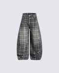 Retro Plaid Wide-Leg Casual Pants