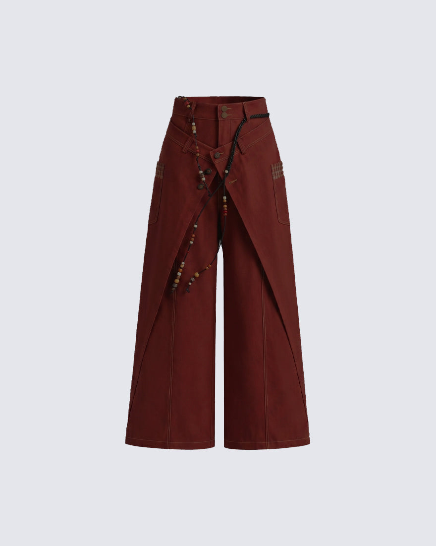 Deconstructed Double-Layer Panel Pants